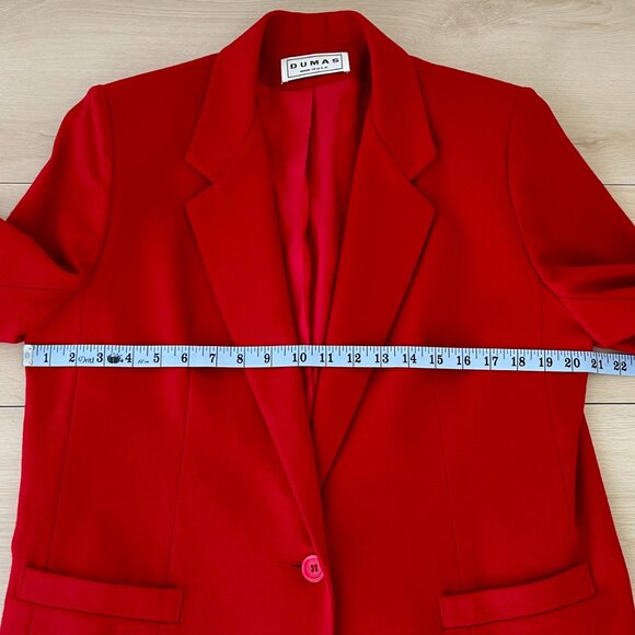 Vintage Dumas 100% Wool Women's Holiday Red Blazer Large 8-10 / Made in the USA - Picture 10 of 16